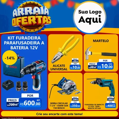 Modelo de Rede Social para Feed Facebook com o tema Arraiá de Ofertas - Junina para Maquinas e Ferramentas