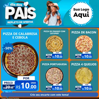 Modelo de Rede Social para Feed Facebook com o tema Dia Dos Pais Repleto de Ofertas para Pizzaria
