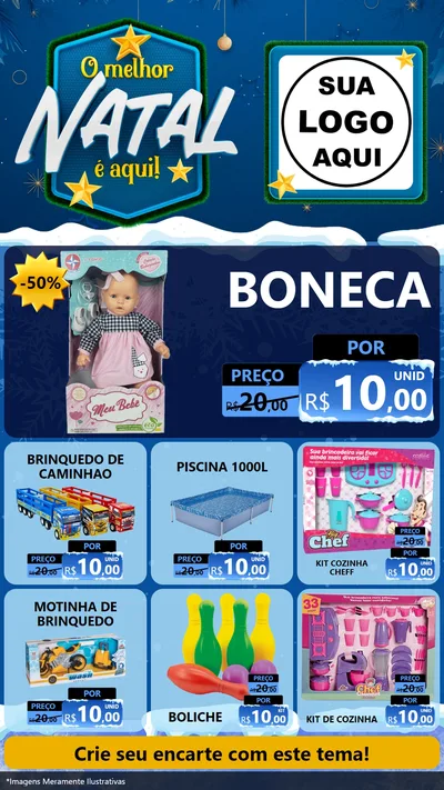 Modelo de Rede Social para Stories com o tema O Melhor Natal É Aqui! para Brinquedos