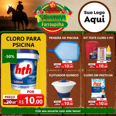Modelo de Rede Social para Feed Facebook com o tema Especial Semana Farroupilha para Produtos para Piscina