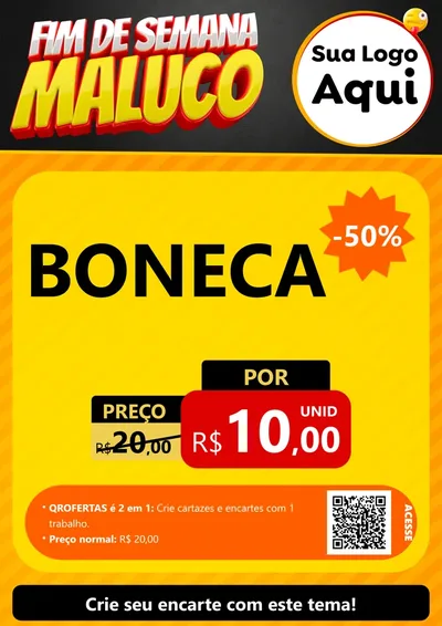 Modelo de Cartaz para Cartaz A4 Vertical com o tema Final de Semana Maluco para Brinquedos