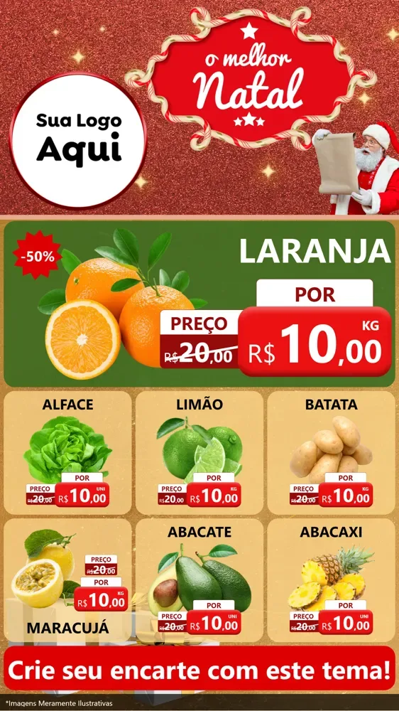 Modelo de Rede Social para Stories com o tema O Melhor Natal para Hortifrúti