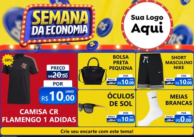 Modelo de Encarte para Encarte A4 Horizontal com o tema Semana da Economia para Roupas e acessórios