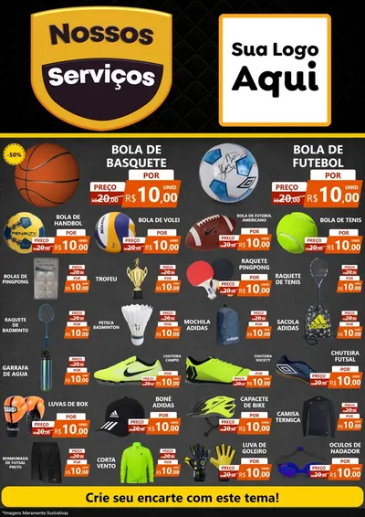 Modelo de Encarte para Encarte A4 Vertical com o tema Nossos Serviços para Artigos Esportivos
