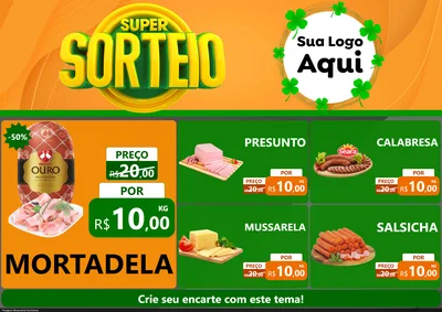Modelo de Encarte para Encarte A4 Horizontal com o tema Super Sorteio para Frios e Laticínios