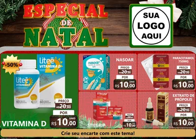 Modelo de Encarte para Encarte A4 Horizontal com o tema Especial de Natal para Farmácia