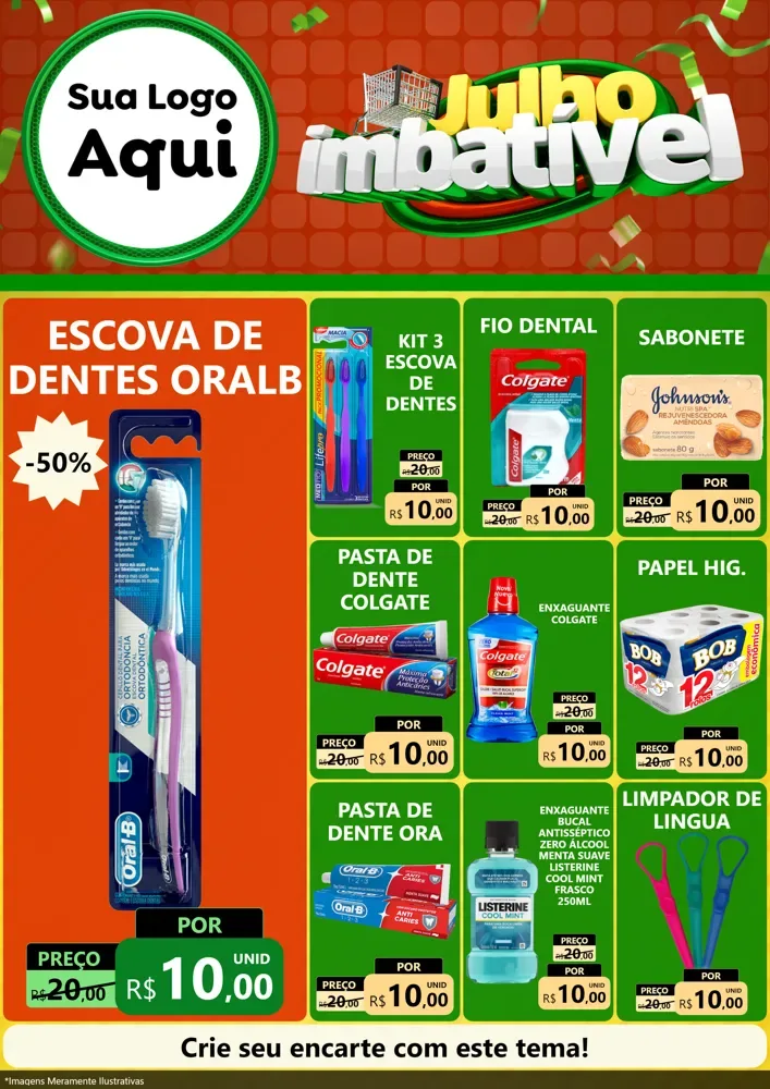 Modelo de Encarte para Encarte A4 Vertical com o tema Julho Imbatível para Higiene Pessoal