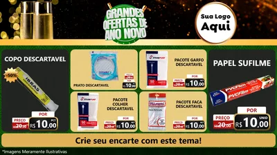 Modelo de TV para TV Horizontal com o tema Grandes Ofertas de Ano Novo para Embalagens
