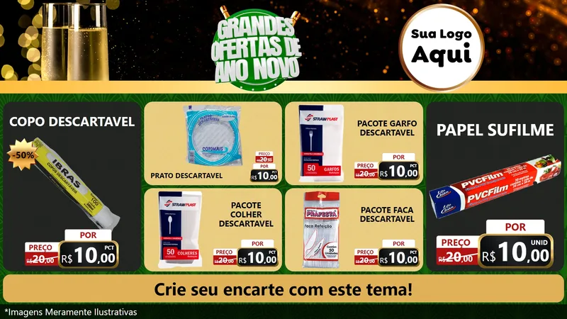 Modelo de TV para TV Horizontal com o tema Grandes Ofertas de Ano Novo para Embalagens