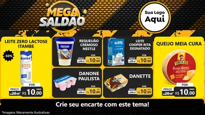 Modelo de TV para TV Horizontal com o tema Mega Saldão para Frios e Laticínios