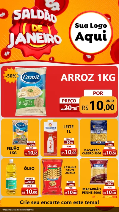 Modelo de Rede Social para Stories com o tema Saldão de Janeiro para Supermercado