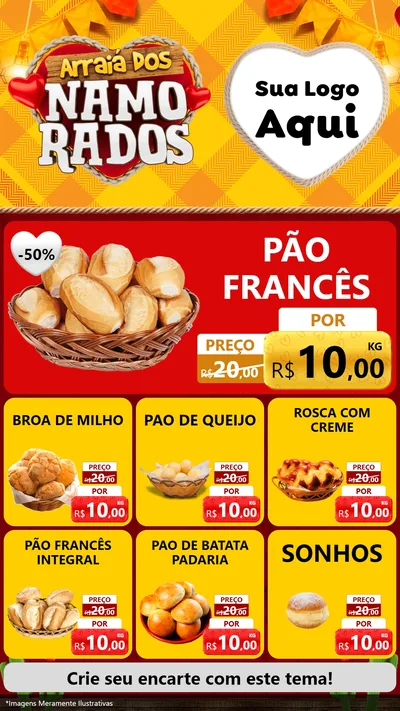 Modelo de Rede Social para Stories com o tema Arraiá dos Namorados para Padaria