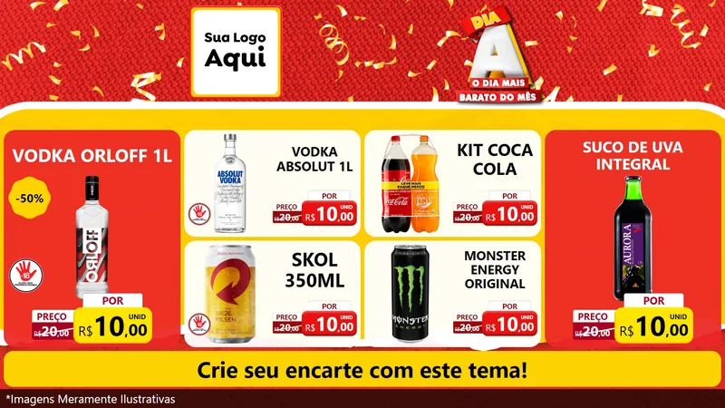 Modelo de TV para TV Horizontal com o tema Dia A o Dia Mais Barato do Mês para Distribuidora de bebidas