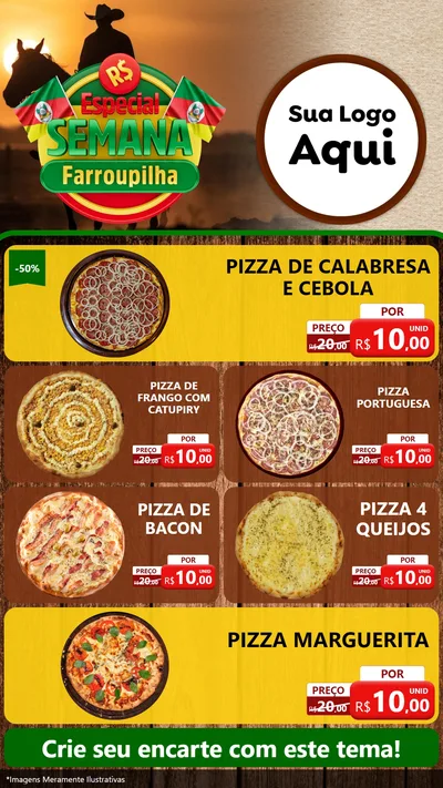 Modelo de TV para TV Vertical com o tema Especial Semana Farroupilha para Pizzaria