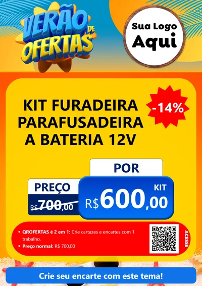 Modelo de Cartaz para Cartaz A4 Vertical com o tema Verão de Ofertas para Maquinas e Ferramentas