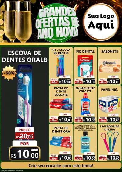 Modelo de Encarte para Encarte A4 Vertical com o tema Grandes Ofertas de Ano Novo para Higiene Pessoal