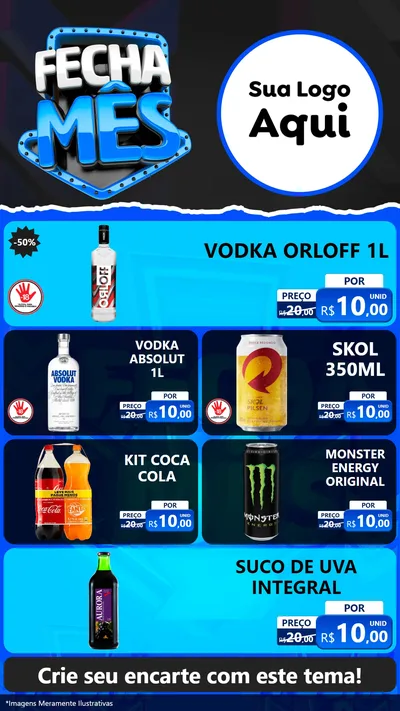 Modelo de TV para TV Vertical com o tema Fecha Mês para Distribuidora de bebidas