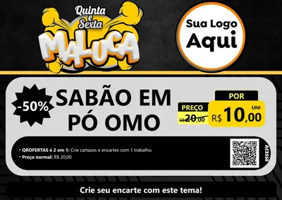 Modelo de Cartaz para Cartaz A4 Horizontal com o tema Quinta e Sexta Maluca para Produtos de Limpeza