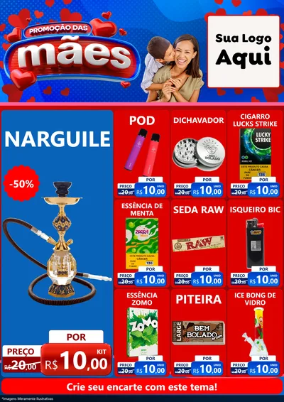Modelo de Encarte para Encarte A4 Vertical com o tema Promoção das Mães para Tabacaria