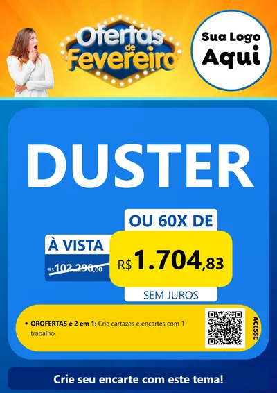 Modelo de Cartaz para Cartaz A4 Vertical com o tema Ofertas de Fevereiro para Concessionaria de Carros