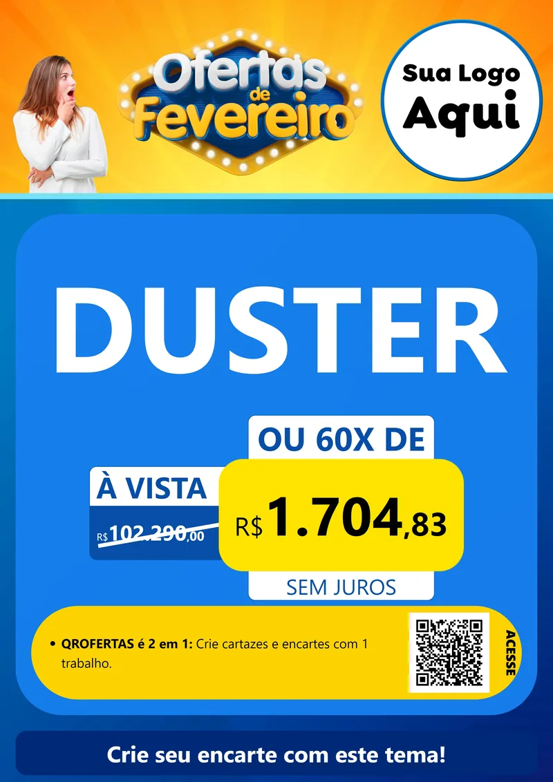 Modelo de Cartaz para Cartaz A4 Vertical com o tema Ofertas de Fevereiro para Concessionaria de Carros