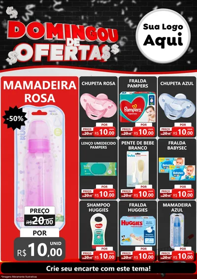 Modelo de Encarte para Encarte A4 Vertical com o tema Domingou de Ofertas para Bebês