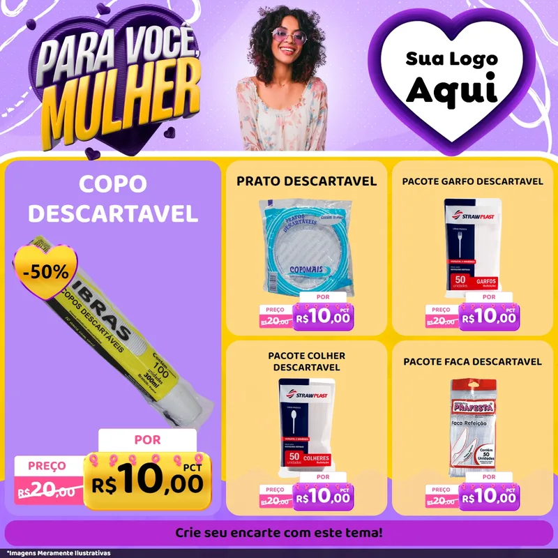 Modelo de Rede Social para Feed Facebook com o tema Para Você, Mulher para Embalagens