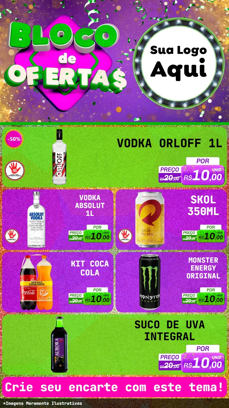 Modelo de TV para TV Vertical com o tema Bloco de Ofertas para Distribuidora de bebidas