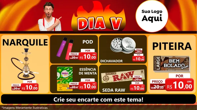 Modelo de TV para TV Horizontal com o tema Dia V para Tabacaria
