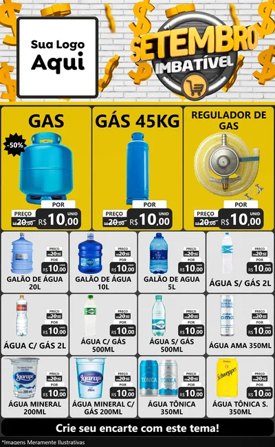 Modelo de Encarte para Encarte Grande com o tema Setembro Imbatível para Água e gás