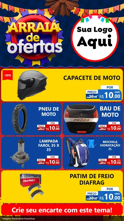 Modelo de TV para TV Vertical com o tema Arraiá de Ofertas para Moto peças