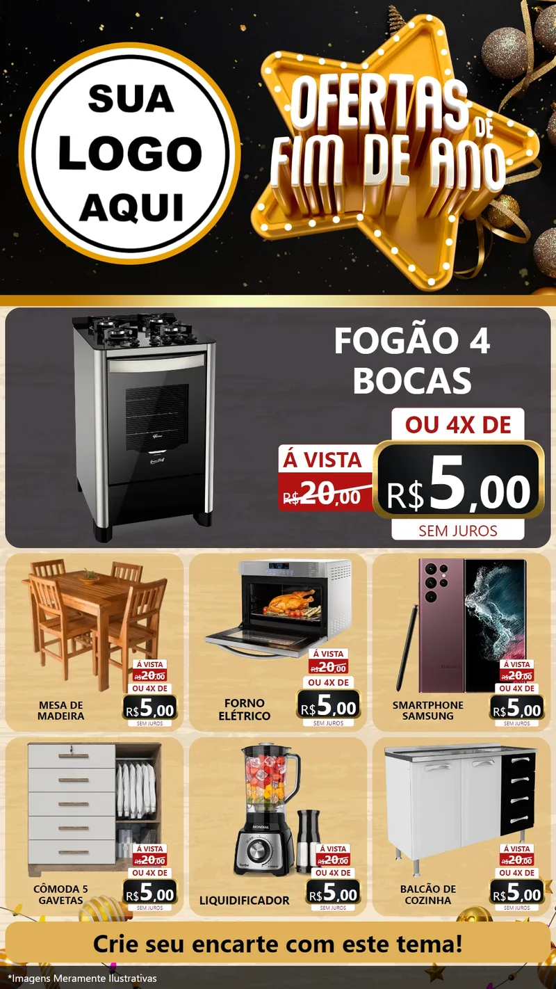Modelo de Rede Social para Stories com o tema Ofertas de Fim de Ano para Móveis e Eletro
