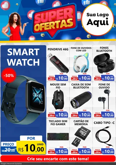 Modelo de Encarte para Encarte A4 Vertical com o tema Super Ofertas para Informática