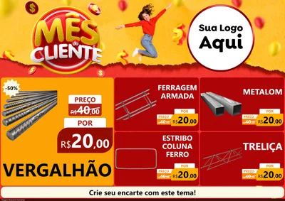 Modelo de Encarte para Encarte A4 Horizontal com o tema Mês do Cliente para Ferragens
