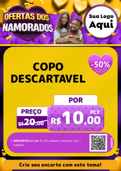 Modelo de Cartaz para Cartaz A4 Vertical com o tema Oferta Dos Namorados para Embalagens