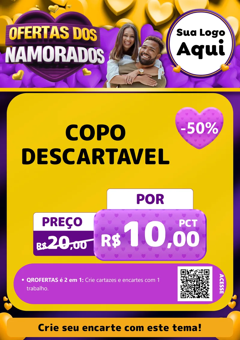 Modelo de Cartaz para Cartaz A4 Vertical com o tema Oferta Dos Namorados para Embalagens