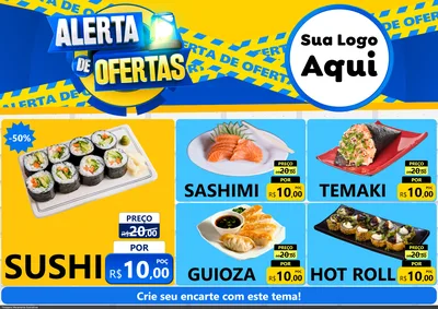 Modelo de Encarte para Encarte A4 Horizontal com o tema Alerta de Ofertas para Comida japonesa