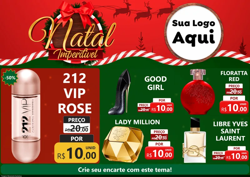Modelo de Encarte para Encarte A4 Horizontal com o tema Natal Imperdível para Perfumes