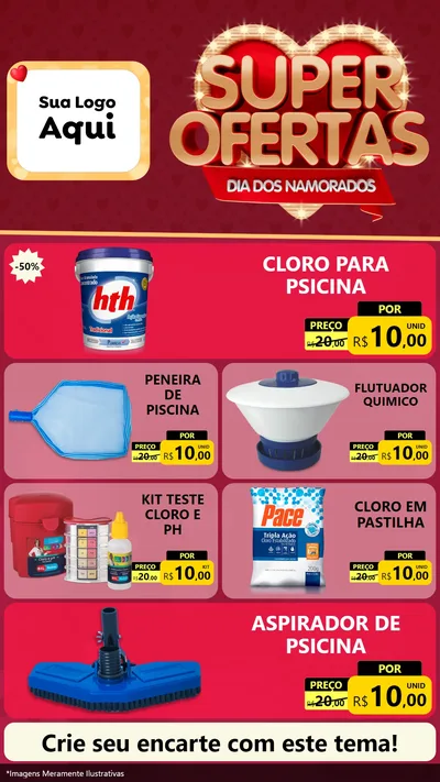 Modelo de TV para TV Vertical com o tema Dia dos Namorados para Produtos para Piscina