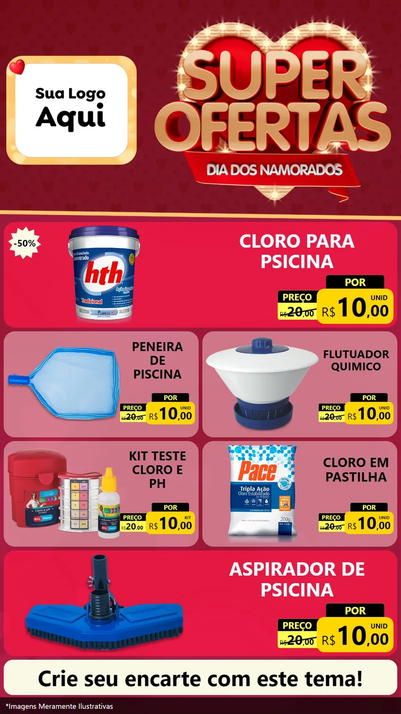 Modelo de TV para TV Vertical com o tema Dia dos Namorados para Produtos para Piscina