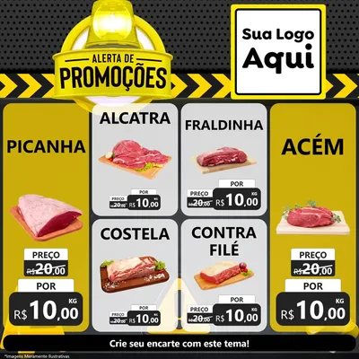 Modelo de Rede Social para Feed Facebook com o tema Alerta de Promoções para Açougue