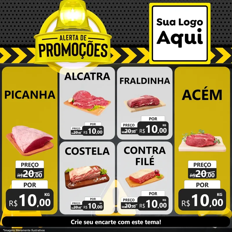 Modelo de Rede Social para Feed Facebook com o tema Alerta de Promoções para Açougue