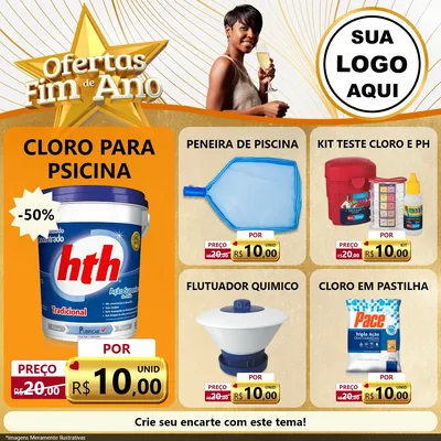 Modelo de Rede Social para Feed Facebook com o tema Ofertas Fim de Ano para Produtos para Piscina