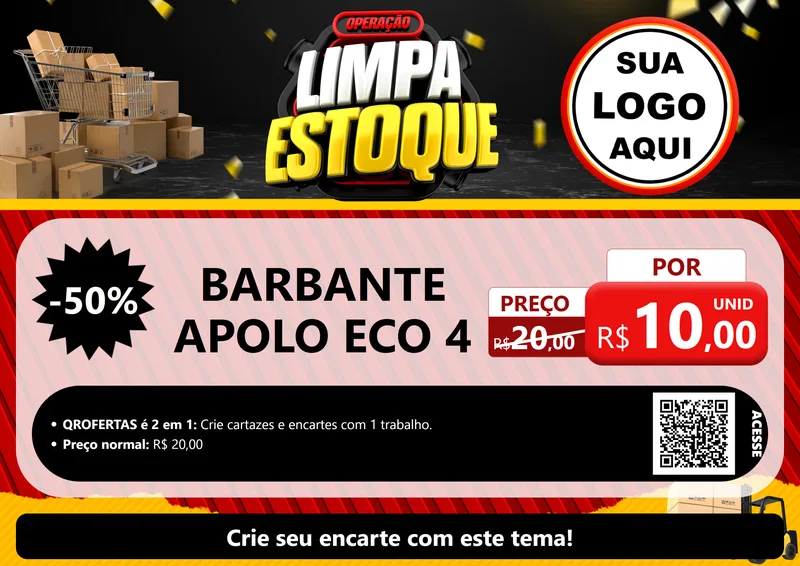 Modelo de Cartaz para Cartaz A4 Horizontal com o tema Operação Limpa Estoque para Armarinho e Aviamentos
