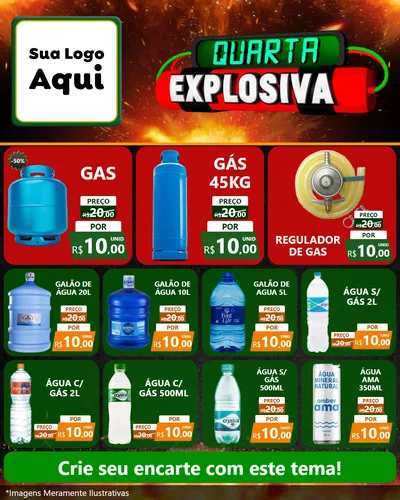 Modelo de Rede Social para Feed Instagram com o tema Quarta Explosiva para Água e gás