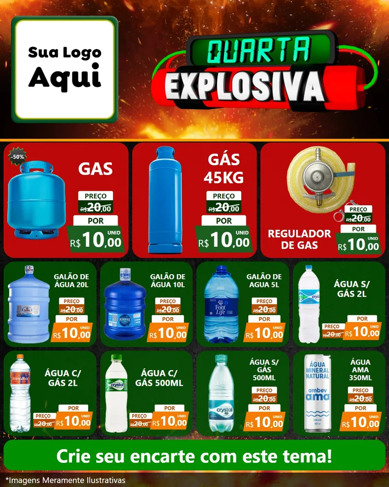 Modelo de Rede Social para Feed Instagram com o tema Quarta Explosiva para Água e gás