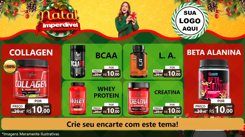 Modelo de TV para TV Horizontal com o tema Natal Imperdível para Suplementos alimentares