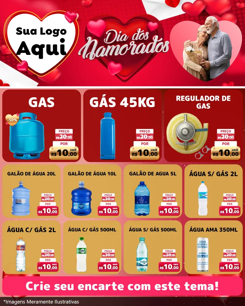Modelo de Rede Social para Feed Instagram com o tema Dia Dos Namorados para Água e gás