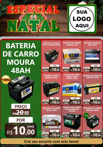 Modelo de Encarte para Encarte A4 Vertical com o tema Especial de Natal para Baterias Elétricas