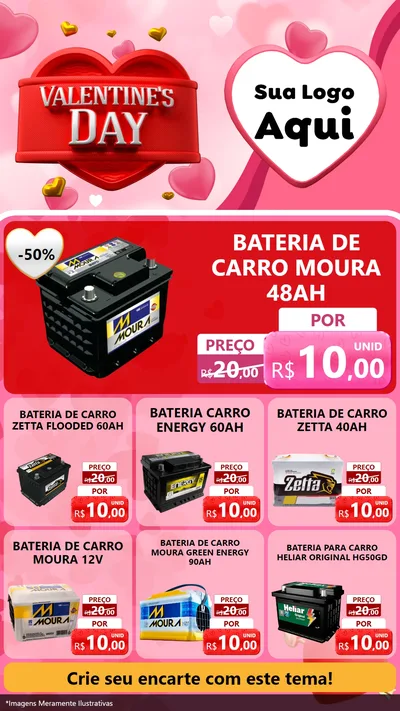 Modelo de Rede Social para Stories com o tema Valentine's Day para Baterias Elétricas